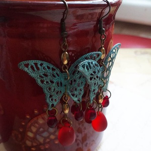 Lullaby - patinázott vintage fülbevaló - ékszer - fülbevaló - lógó fülbevaló - Meska.hu