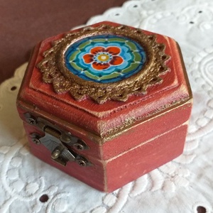 Mandala - tűzzománc betétes ékszerdobozka - ékszer - ékszertartó - ékszerdoboz - Meska.hu