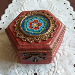 Mandala - tűzzománc betétes ékszerdobozka - ékszer - ékszertartó - ékszerdoboz - Meska.hu