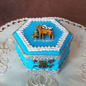 Karácsonyi ékszerdobozka rénszarvassal - ékszer - ékszertartó - ékszerdoboz - Meska.hu