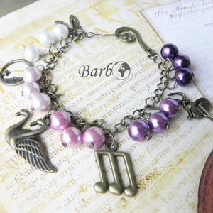 Hattyúk Tava - antik bronz karkötő - ékszer - karkötő - charm karkötő - Meska.hu