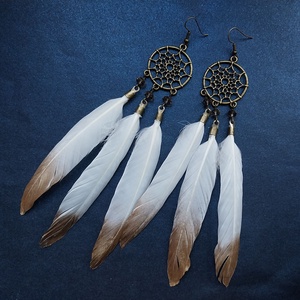 Fehér Álomfogó - fülbevaló - ékszer - fülbevaló - lógó fülbevaló - Meska.hu