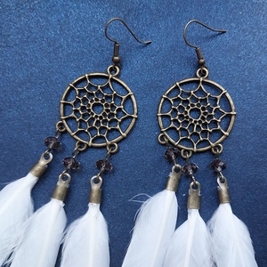 Fehér Álomfogó - fülbevaló - ékszer - fülbevaló - lógó fülbevaló - Meska.hu