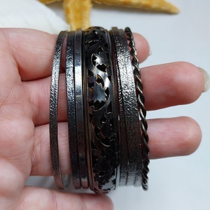 Fekete fém karperec szett - ékszer - karkötő - karperec - Meska.hu