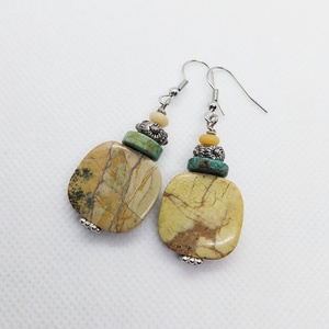 Sárga türkiz fülbevaló, Ékszer, Fülbevaló, Lógó fülbevaló, Ékszerkészítés, MESKA