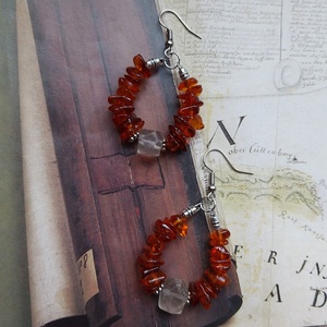 Kandiscukor - ásványgyöngyös fülbevaló - ékszer - fülbevaló - lógó fülbevaló - Meska.hu