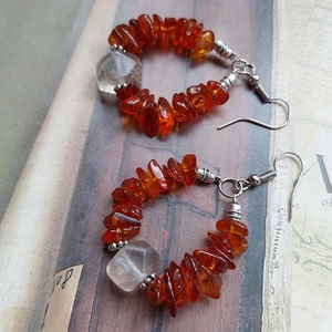 Kandiscukor - ásványgyöngyös fülbevaló - ékszer - fülbevaló - lógó fülbevaló - Meska.hu