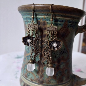 Tengeri Nimfa - antik bronz fülbevaló - ékszer - fülbevaló - lógó fülbevaló - Meska.hu