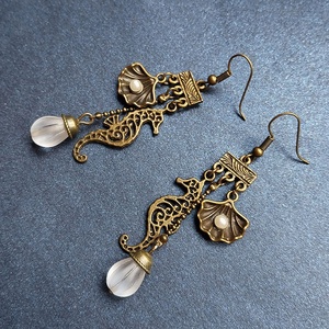 Tengeri Nimfa - antik bronz fülbevaló - ékszer - fülbevaló - lógó fülbevaló - Meska.hu