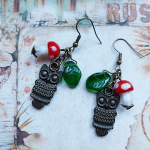 Erdei Séta - bronz fülbevaló baglyokkal - Meska.hu