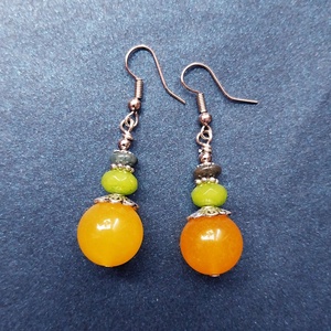 Citromzselé - ásványgyöngyös fülbevaló, Ékszer, Fülbevaló, Lógó fülbevaló, Ékszerkészítés, MESKA