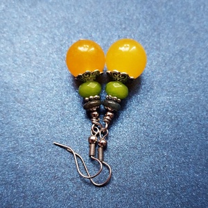 Citromzselé - ásványgyöngyös fülbevaló - ékszer - fülbevaló - lógó fülbevaló - Meska.hu