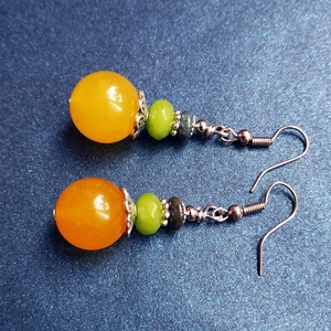 Citromzselé - ásványgyöngyös fülbevaló - ékszer - fülbevaló - lógó fülbevaló - Meska.hu