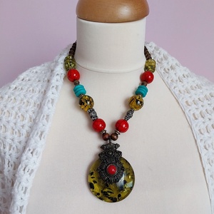 Retró Lady - nyaklánc - ékszer - nyaklánc - medálos nyaklánc - Meska.hu