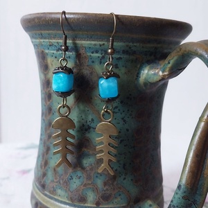 Halszálka - ásványgyöngyös fülbevaló - ékszer - fülbevaló - lógó fülbevaló - Meska.hu