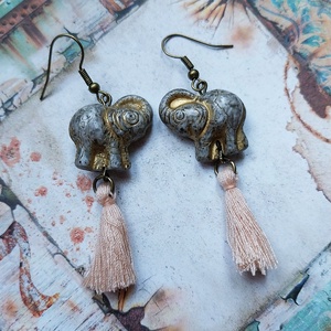 Szürke Elefánt - fülbevaló - ékszer - fülbevaló - lógó fülbevaló - Meska.hu