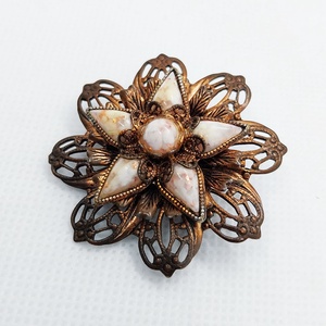 Díszes vintage réz bross - ékszer - kitűző és bross - Meska.hu