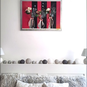 3D-s pink-fekete csíkos virágos falikép - otthon & életmód - dekoráció - kép & falikép - 3d képek - Meska.hu