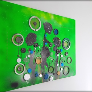 3D-s neon zöld virágos falikép - otthon & életmód - dekoráció - kép & falikép - 3d képek - Meska.hu