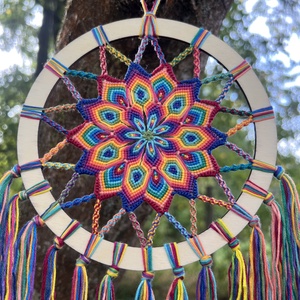 Szivárvány - csomózott álomfogó, Otthon & Életmód, Dekoráció, Fali és függő dekoráció, Álomfogó, Csomózás, MESKA