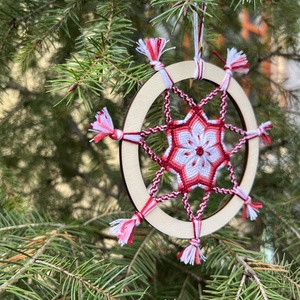 �Hópehely csomózott karácsonyfadísz - karácsony - karácsonyi lakásdekoráció - karácsonyfadíszek - Meska.hu