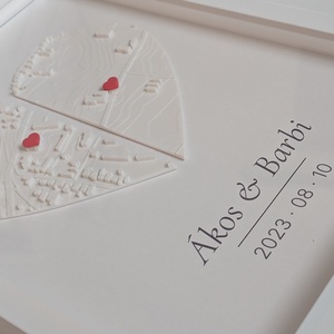 Keretes 3D Szív-Térkép - esküvő - emlék & ajándék - szülőköszöntő ajándék - Meska.hu