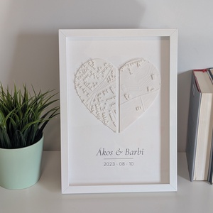 Keretes 3D Szív-Térkép - esküvő - emlék & ajándék - szülőköszöntő ajándék - Meska.hu