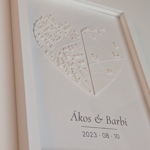 Keretes 3D Szív-Térkép - esküvő - emlék & ajándék - szülőköszöntő ajándék - Meska.hu