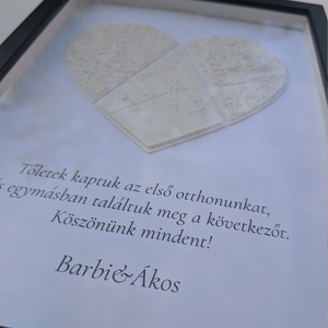 Keretes 3D Szív-Térkép 3 részre osztva - esküvő - emlék & ajándék - szülőköszöntő ajándék - Meska.hu