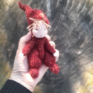 Kötött mini baba gyapjúból , Játék & Sport, Készségfejlesztő és Logikai játék, Montessori szivárvány, Waldorf játékok, Kötés, Varrás, MESKA