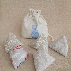 Babzsák-szett - kék cicás - játék & sport - készségfejlesztő és logikai játék - montessori szivárvány, waldorf játékok - Meska.hu