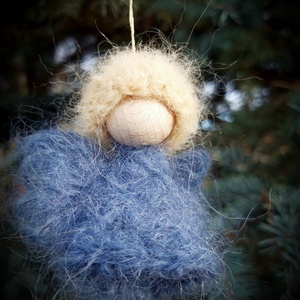 Gyapjú angyalka karácsonyi dísz- kék árnyalatok - Meska.hu