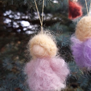 Gyapjú angyalka karácsonyi dísz- lilás árnyalatok - Meska.hu