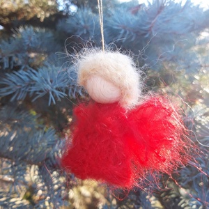 Gyapjú angyalka karácsonyi dísz- piros árnyalataiban - Meska.hu