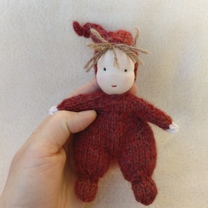 Kötött mini baba gyapjúból , Játék & Sport, Készségfejlesztő és Logikai játék, Montessori szivárvány, Waldorf játékok, Kötés, Varrás, MESKA