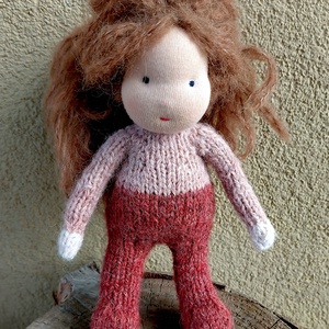 Kötött testű baba Málna - játék & sport - készségfejlesztő és logikai játék - montessori szivárvány, waldorf játékok - Meska.hu