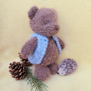 Kötött gyapjú mackó játék-sötétbarna - játék & sport - plüssállat & játékfigura - maci - Meska.hu