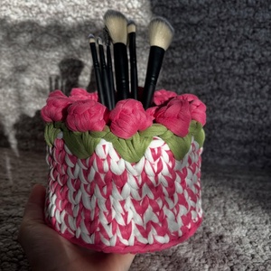 Horgolt tulipános tároló  � kézműves dekor kosár otthonra, Otthon & Életmód, Tárolás & Rendszerezés, Tárolókosár, Horgolás, MESKA