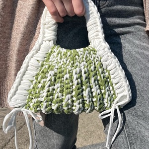 Horgolt mini kézitáska � olíva zöld kézműves női kistáska - táska & tok - kézitáska & válltáska - kézitáska - Meska.hu