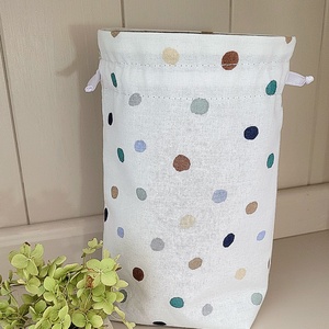 Textil zsák-pöttyös_S - karácsony - karácsonyi ajándékozás - karácsonyi ajándékcsomagolás - Meska.hu