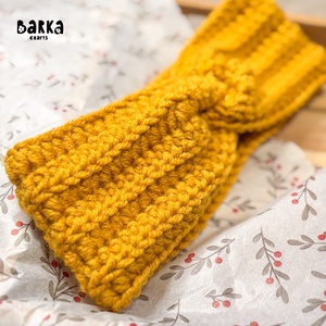 Horgolt mustársárga fejpánt / fülmelegítő - ruha & divat - sál, sapka, kendő - fejpánt - Meska.hu