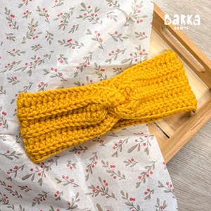 Horgolt mustársárga fejpánt / fülmelegítő - ruha & divat - sál, sapka, kendő - fejpánt - Meska.hu