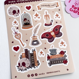 Dark Academia könyvmoly matrica ív - otthon & életmód - papír, írószer - matrica, matrica csomag - Meska.hu
