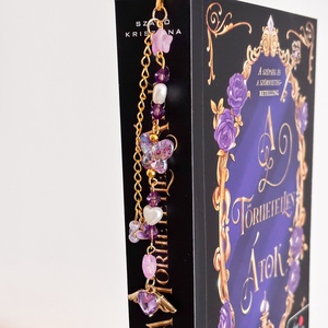 Lila gyöngyös romantikus fém könyvjelző / book charm - könyv & zene - könyvjelző - Meska.hu