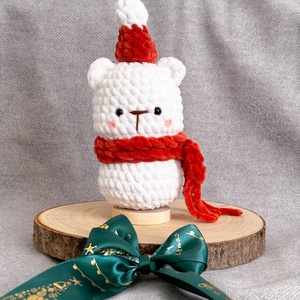Karácsonyi jegesmedve horgolt plüss amigurumi - Meska.hu