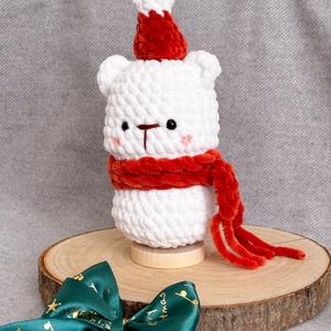 Karácsonyi jegesmedve horgolt plüss amigurumi - játék & sport - plüssállat & játékfigura - plüss mesefigurák - Meska.hu
