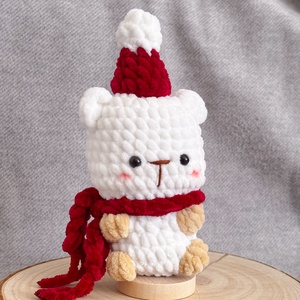 Karácsonyi jegesmedve horgolt plüss amigurumi - játék & sport - plüssállat & játékfigura - plüss mesefigurák - Meska.hu
