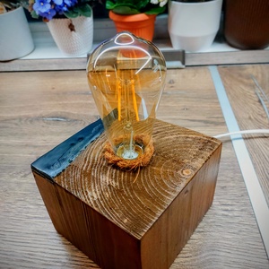 Egyedi kézzel csiszolt vintage stílusú asztali retró lámpa, fekete akril berakással - otthon & életmód - lámpa - asztali lámpa - Meska.hu