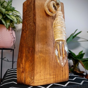Egyedi kézzel csiszolt vintage stílusú asztali retró lámpa kender vezetékkel - otthon & életmód - lámpa - asztali lámpa - Meska.hu