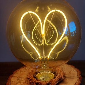 Fa rönk lámpa szív alakú led izzóval  - otthon & életmód - lámpa - asztali lámpa - Meska.hu
